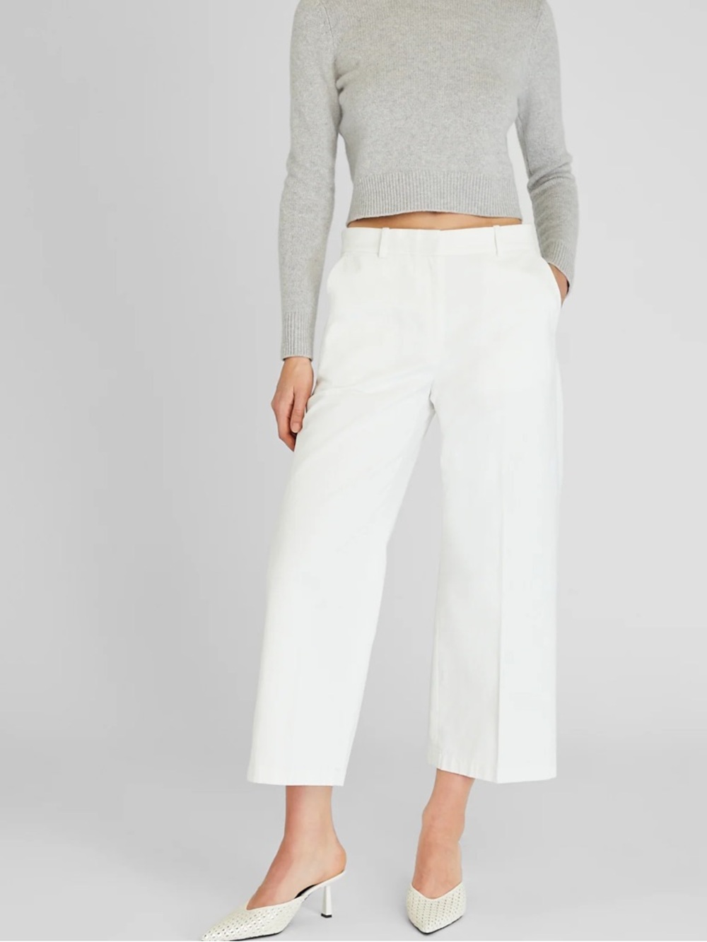 Club Monaco Cropped Straight-Leg White Dress Pants